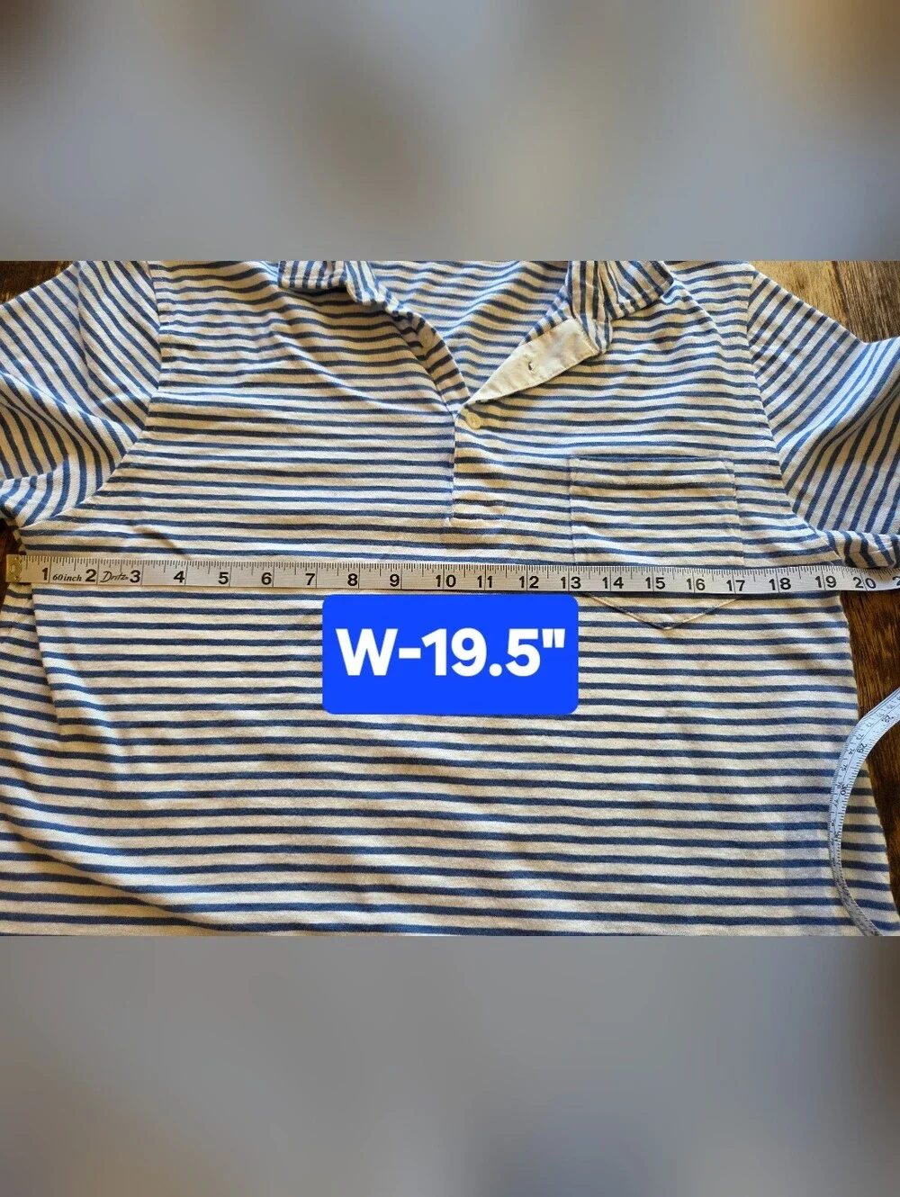 J. Crew Striped Blue and White Short Sleeve Polo with Pocket